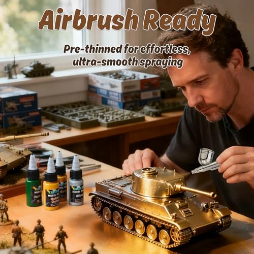 X ARTY HUB Model Paint Set - 20 Colors with 3 Brushes, Miniature Paints (Base/Skin Tones/Shadows/Metallics) for Airbrushing & Hand Painting, Acrylic Paint for Models, Miniatures & Wargaming Props - Image 5