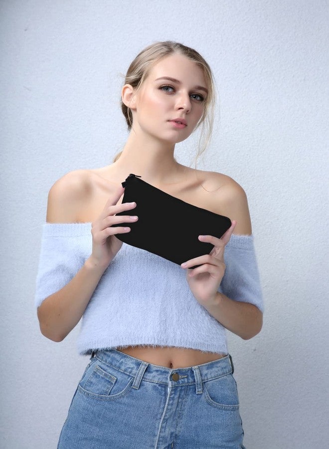 Deanfun Makeup Case Small, Cosmetic Zipper Bag Waterproof for Purse Mini, Women Cute Traveling Accessories Pouch for Ladies Thanksgiving Christmas Gifts(Solid Black D2-51705) 8.65" x 5.35" x 0.78" - Image 5