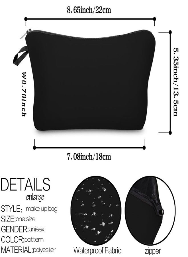 Deanfun Makeup Case Small, Cosmetic Zipper Bag Waterproof for Purse Mini, Women Cute Traveling Accessories Pouch for Ladies Thanksgiving Christmas Gifts(Solid Black D2-51705) 8.65" x 5.35" x 0.78" - Image 2