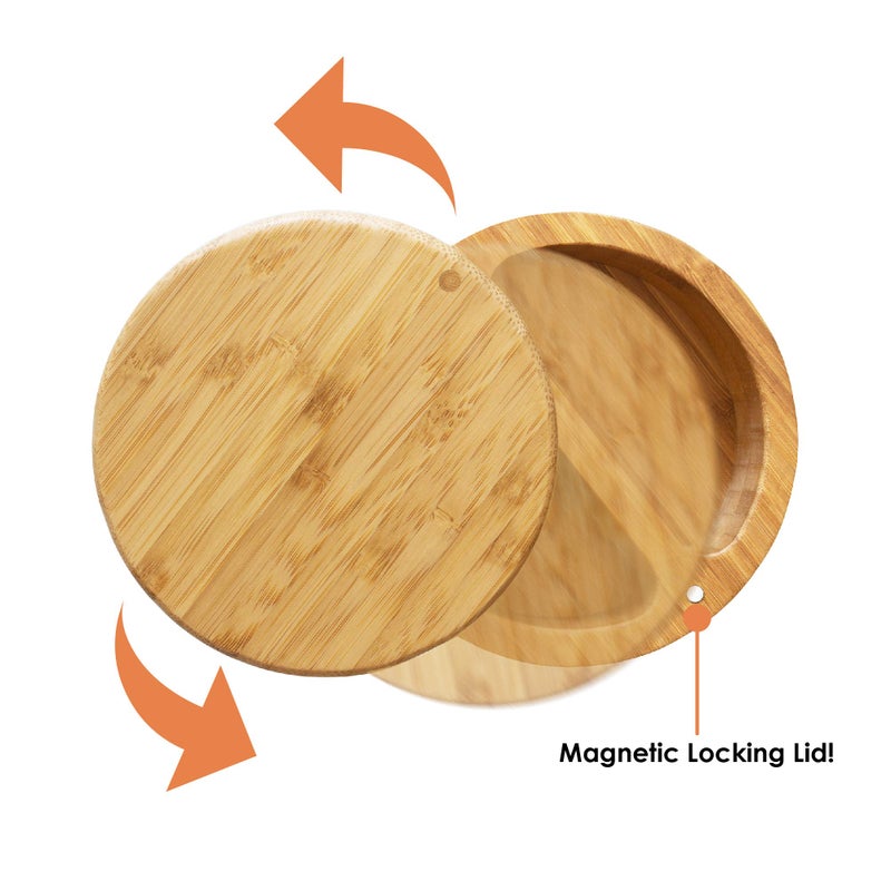 Totally Bamboo Salt Keeper Duet Salt and Pepper Bowl, Cellar and Storage Box with Two Compartments, Magnetic Swivel Lid - Image 5