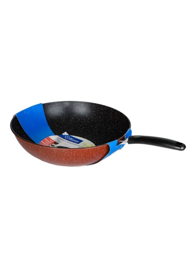 Bister Granite Non-Stick Wok Pan with Long Bakelite Handle, 32 cm, Black and Brown - Image 4