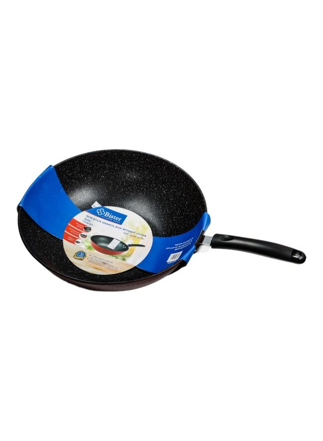 Bister Granite Non-Stick Wok Pan with Long Bakelite Handle, 32 cm, Black and Brown - Image 3