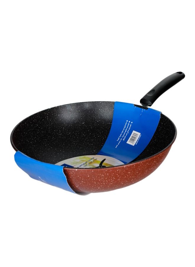 Bister Granite Non-Stick Wok Pan with Long Bakelite Handle, 32 cm, Black and Brown - Image 1