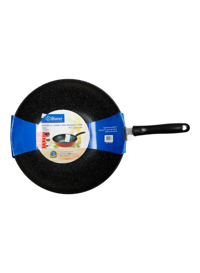 Bister Granite Non-Stick Wok Pan with Long Bakelite Handle, 32 cm, Black and Brown - Image 2