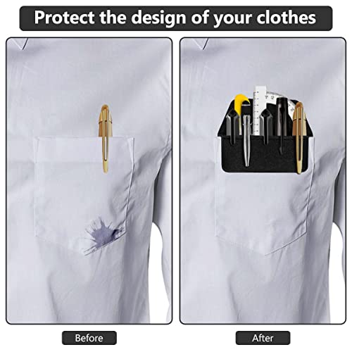 Aidunmis Pen Pocket Protector, 2 Pieces PU Leather Pocket Pen Holder Organizer Pouch for Shirts Lab Coats Pants Pen Sleeve - Multi-Purpose Pen Pocket Holds Pens Pointers Pencils and Notes Card - Black - Image 5