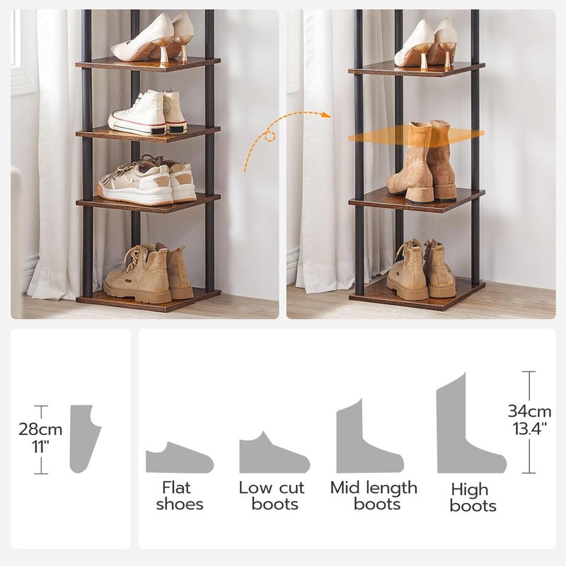 HOOBRO Vertical Shoe Rack for Small Space, 8-Tier Corner Shoes Shelf, Tall Shoe Storage Organizer for Entryway, Narrow Shoe Rack for Hallway, Bedroom, Rustic Brown and Black EBF22XJ01 - Image 3