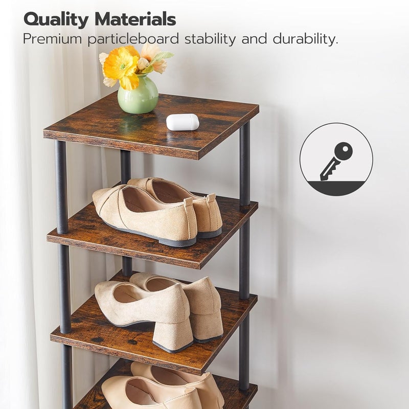 HOOBRO Vertical Shoe Rack for Small Space, 8-Tier Corner Shoes Shelf, Tall Shoe Storage Organizer for Entryway, Narrow Shoe Rack for Hallway, Bedroom, Rustic Brown and Black EBF22XJ01 - Image 5