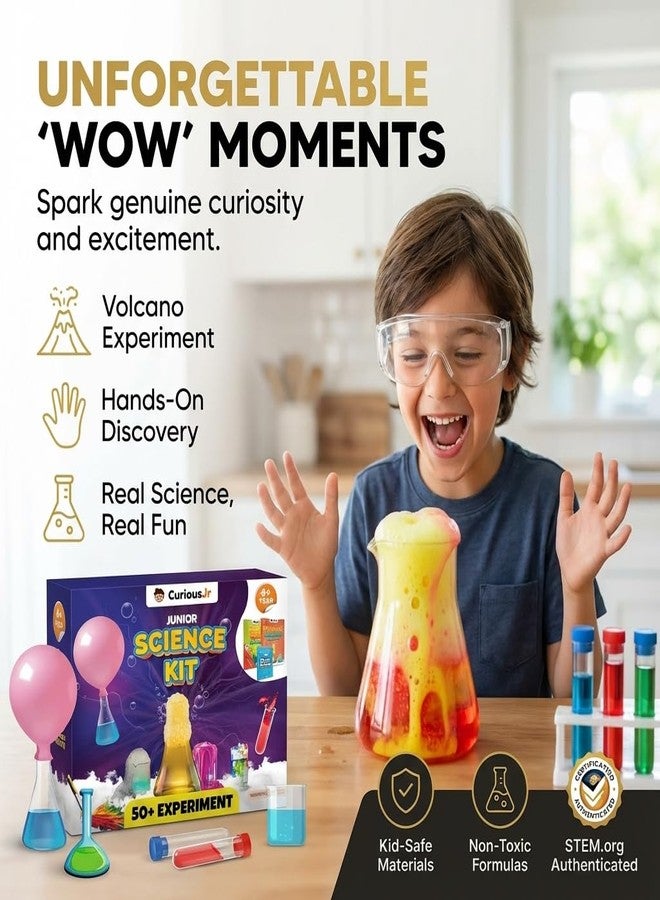 PW Junior Science Kit for Kids Age 4-14 Years Old, 50+ Science Experiments Including DIY - Under Water Volcano, Exploding Art, Balloon Inflator & More | Birthday Gift | Educational Toy | Stem Learning - Image 3