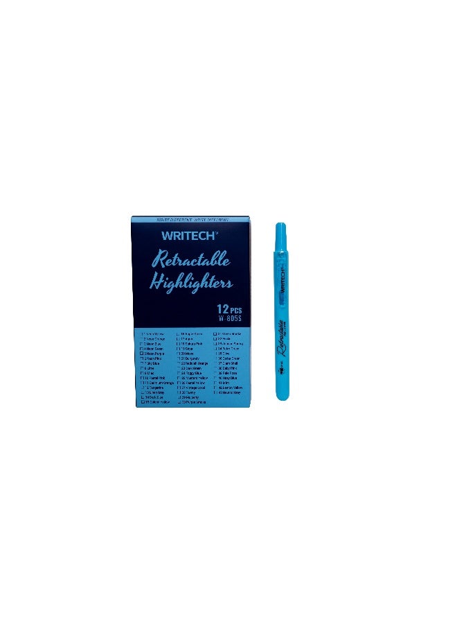 Writech highlighter Neon Blue 12pcs