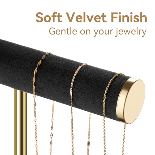 bussdis Bracelet Holder Jewelry Organizer Display 3 Tier T Bar Velvet Stand Black Necklace Holder Organizer Bracelet Holder Earring Holder and Ring Display for Jewelry Organizers and Storage - Image 3