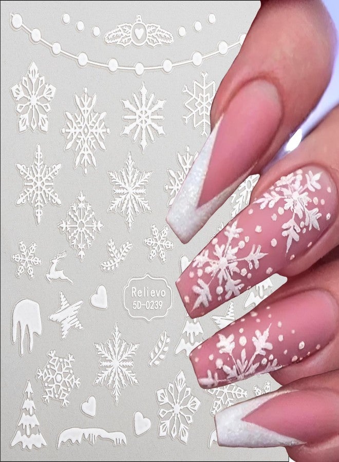 winthrop 8 Sheets Christmas Nail Art Stickers Decals 5D Embossed Self-Adhesive Pegatinas Uñas Navidad Snowflake Santa Claus Snowman Reindeer Winter Holiday Manicure Decoration Supplies Accessories for Women - Image 4