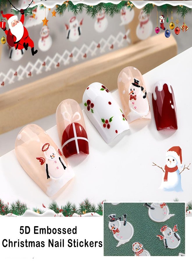 winthrop 8 Sheets Christmas Nail Art Stickers Decals 5D Embossed Self-Adhesive Pegatinas Uñas Navidad Snowflake Santa Claus Snowman Reindeer Winter Holiday Manicure Decoration Supplies Accessories for Women - Image 5