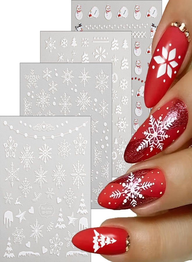 winthrop 8 Sheets Christmas Nail Art Stickers Decals 5D Embossed Self-Adhesive Pegatinas Uñas Navidad Snowflake Santa Claus Snowman Reindeer Winter Holiday Manicure Decoration Supplies Accessories for Women - Image 1
