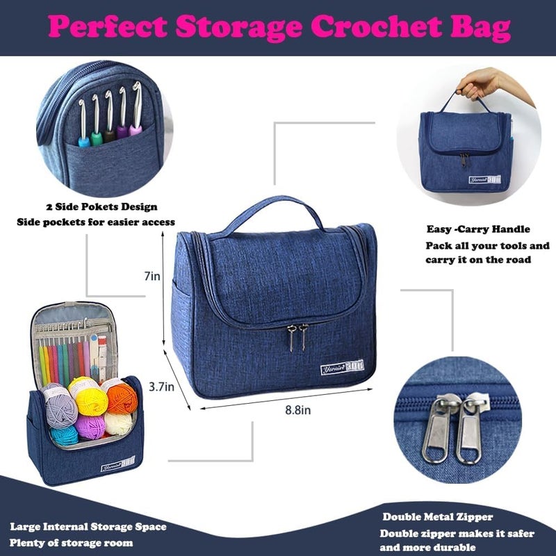Yarniss Crochet Kits for Beginners,All in One Crochet Kits with 840 Yards Crochet Yarn,Ergonomic Crochet Hooks Set with Yarn for Adults,Navy - Image 2