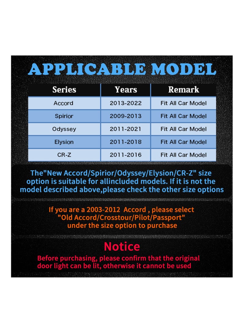 SYOSI 2PCS Car Door LED Logo Light Replacement for Accord, 3D Ghost Shadow Puddle Lights Never Fade 3D LED Car Light for Accord 2013-2022 Spirior Odyssey Elysion CR-Z（New Accord Spirior Odyssey Elysion CR-Z - Image 2