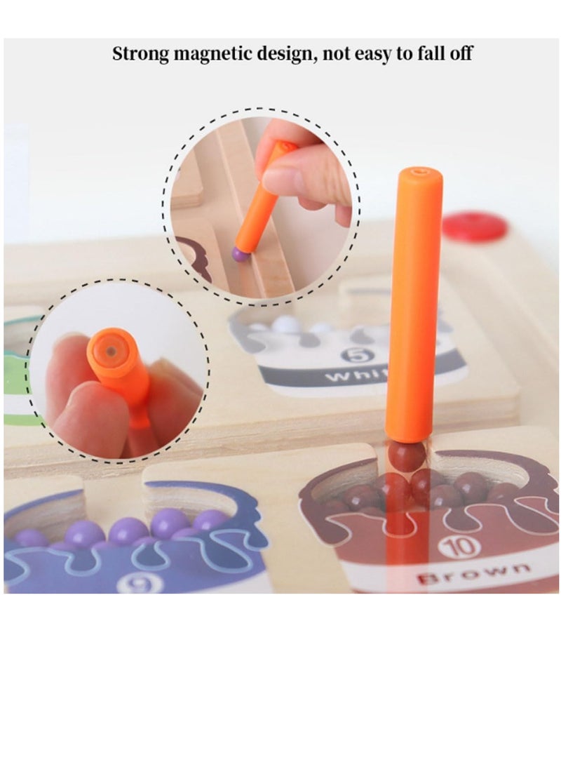 XICEN Magnetic Color and Number Maze Wooden Sorting and Counting Board Montessori Matching Toys Magnet Puzzle Game For Preschoolers Kids Boys Girls Ages 3+  - Image 4