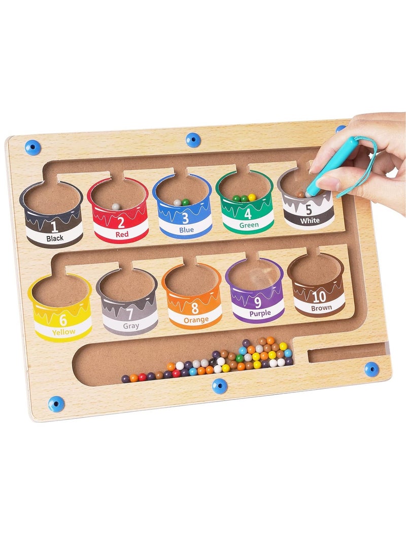 XICEN Magnetic Color and Number Maze Wooden Sorting and Counting Board Montessori Matching Toys Magnet Puzzle Game For Preschoolers Kids Boys Girls Ages 3+  - Image 1