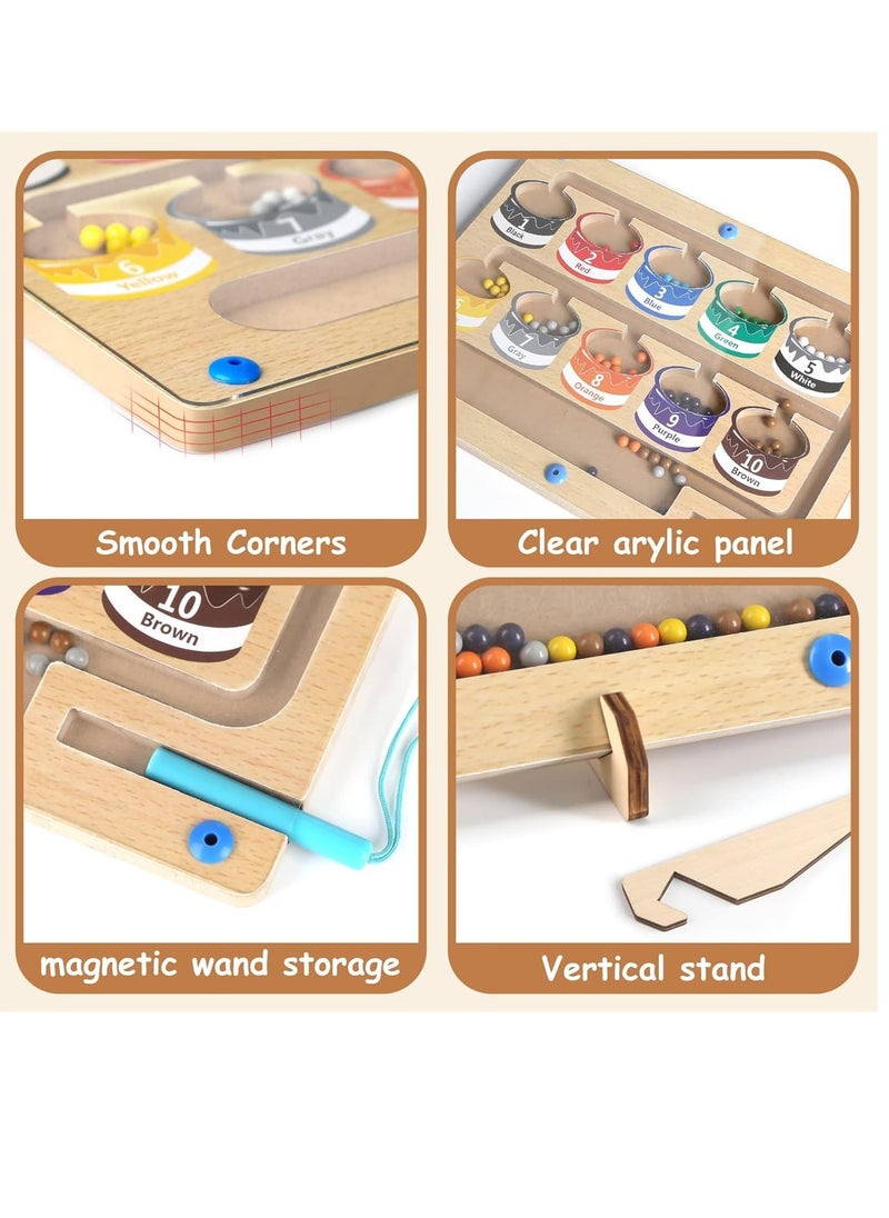 XICEN Magnetic Color and Number Maze Wooden Sorting and Counting Board Montessori Matching Toys Magnet Puzzle Game For Preschoolers Kids Boys Girls Ages 3+  - Image 2