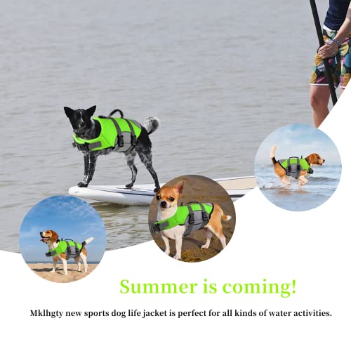 Mklhgty Dog Life Jacket, Reflective Adjustable Dog Life Vest with Rescue Handle for Swimming and Boating, Ripstop Pet Safety Life Preserver for Small, Medium and Large Dogs - Image 3