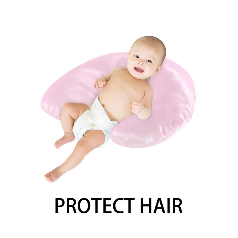 Pro Goleem Satin Nursing Pillow Cover Silk Feeling Soft Feeding Pillow Slipcover for Breastfeeding Moms Fits Standard Infant Nursing Pillow or Positioner Pink - Image 5