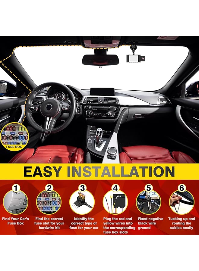 Generic Hardwire Kit,Dash Cam Hardwire Kit,Car Dash Camera Type C Hard Wire Kit For Universal Driving Recorder 3Wire Acc Voltage Reduction Line With Low Voltage Protection Car Power Line With Switch 3A - Image 5