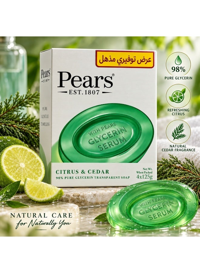 Pears Soap Citrus & Cedar, 125g × 4Pcs - Image 3