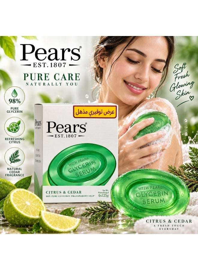 Pears Soap Citrus & Cedar, 125g × 4Pcs - Image 4
