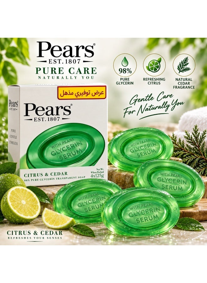 Pears Soap Citrus & Cedar, 125g × 4Pcs - Image 5