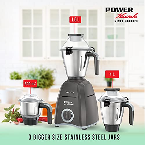 Havells Stainless Steel Power Hunk 3 Jar, White - Image 5
