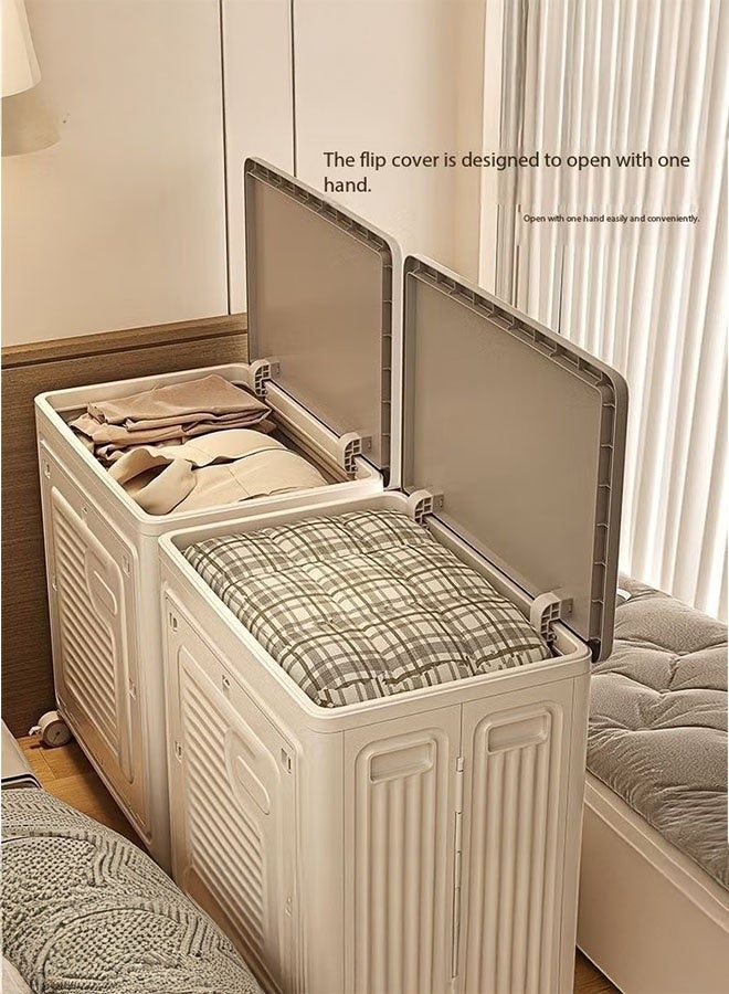 LEDIN Cloth Storage Bins With Wheels - Rolling Cart for Closet Organizers and Storage, Foldable Crate for Teachers, Collapsible Shopping Cart  - Image 3