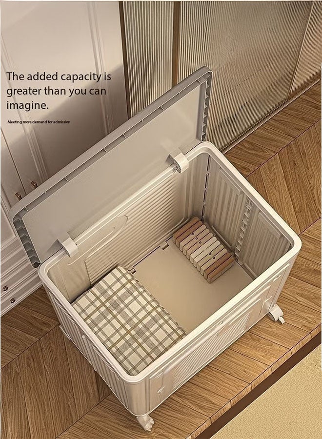 LEDIN Cloth Storage Bins With Wheels - Rolling Cart for Closet Organizers and Storage, Foldable Crate for Teachers, Collapsible Shopping Cart  - Image 5