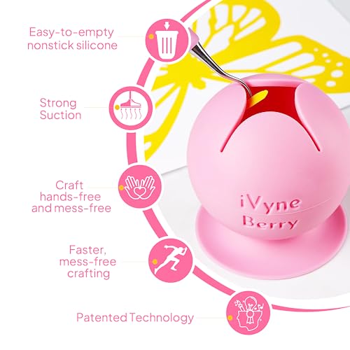 iVyne Berry Suctioned Vinyl Weeding Scrap Collector & Holder for Weeding Tools for Vinyl - Pink - Image 5