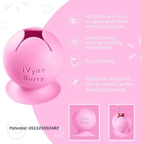iVyne Berry Suctioned Vinyl Weeding Scrap Collector & Holder for Weeding Tools for Vinyl - Pink - Image 3