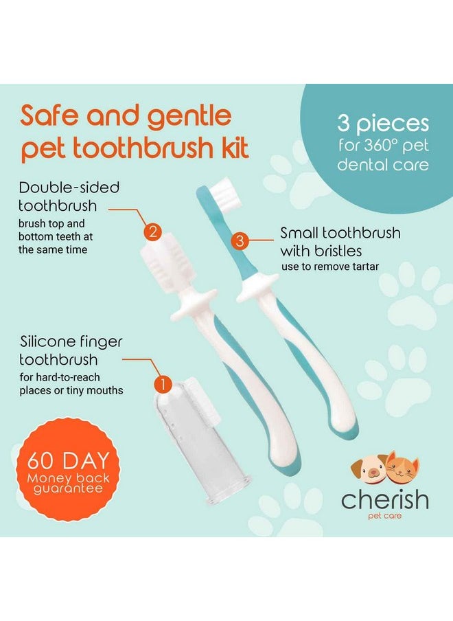 Cherish Baby Care - Cherish Pet Care Dog Tooth Brushing Kit (3pcs) - Dog Finger Toothbrush, Double-Sided Toothbrush, Small Dog Toothbrush, Dog Teeth Cleaning, Puppy Tooth Brushing Kit, Small Dog Tooth Brushing Kit - Image 1