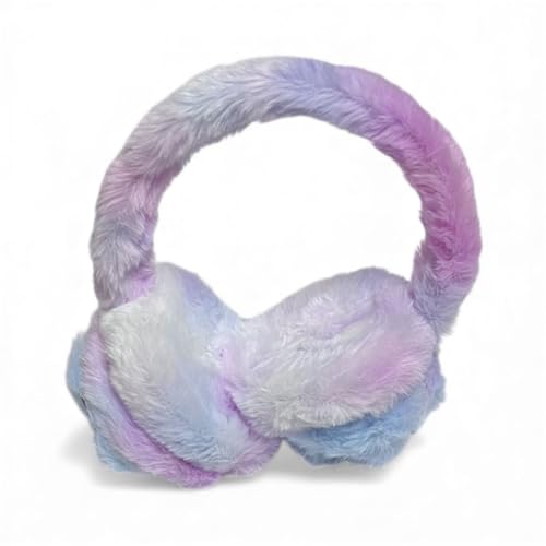 UMANI® Kids Winter Earmuffs Adjustable Soft Plush Faux Fur Ear Warmers for Girls & Boys 5-10 (FOOTBALL, RAINBOW) - Image 3