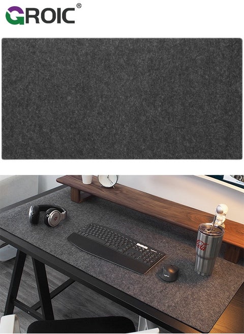 Dark Gray Premium Felt Desk Mat Anti Slip Desk Pad Large Mouse Pads for desk, Keyboard Pad Desk Protector Computer Mat for Desk Decor Aesthetic Home Office Accessories
