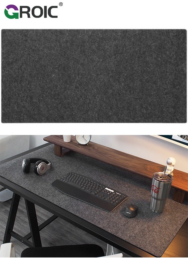 GROIC Dark Gray Premium Felt Desk Mat Anti Slip Desk Pad Large Mouse Pads for desk, Keyboard Pad Desk Protector Computer Mat for Desk Decor Aesthetic Home Office Accessories  - Image 1
