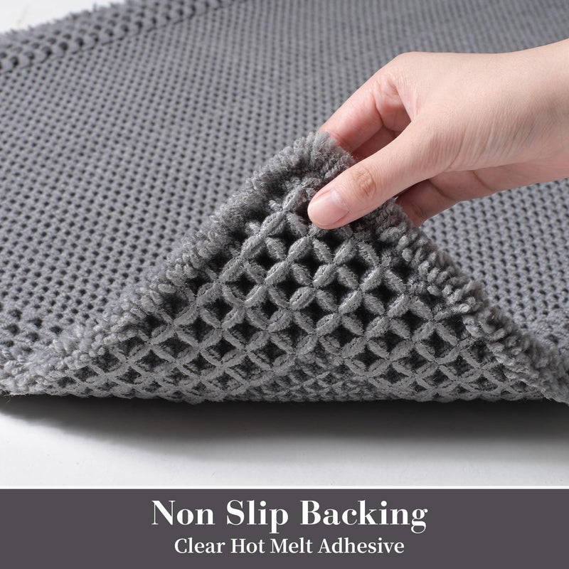 RESARE Waffle Bath Mat for Bathroom  Super Absorbent Bathroom Rugs Non Slip Machine Washable  Ultra Soft Boho Bath Rugs with Tassels for Bathroom Floor  Upgraded Bordered Design  24""x36"" Dark Grey - Image 3