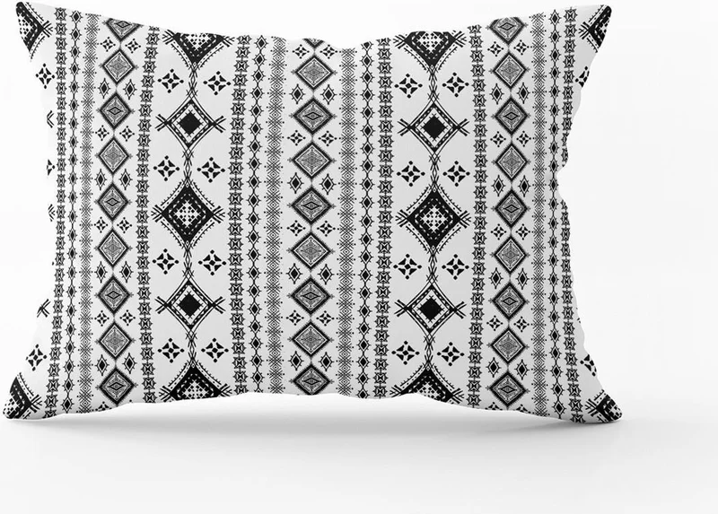 كانغو هوم White Black Bohemian Scandinavian Style Digital Print Throw Pillow Pillow Case - CGH501-3550 Double Sided Printed