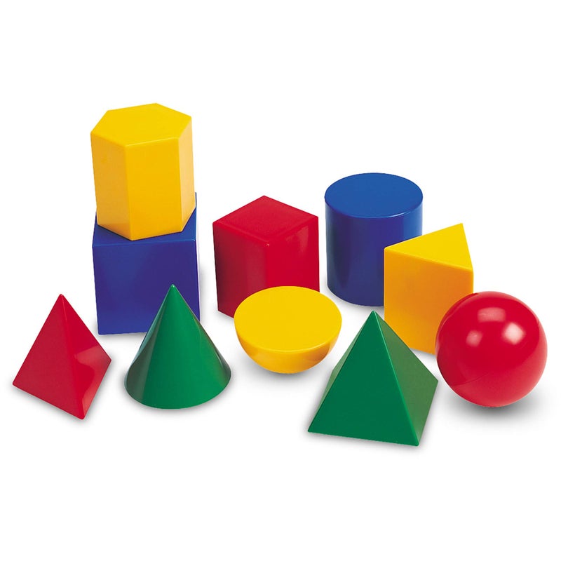 Learning Resources Large Geometric Shapes - 10 Pieces, Ages 5+ Learning Shapes, Geometric Solids, Kids Math Toys, Geometry for Kids - Image 1