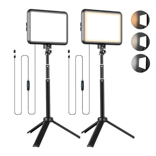 NiceVeedi LED Photography Lighting Kit,  2-Pack 8â€ Portable Video Light with Adjustable Tripod Stand, 2800K-6500K - Image 2
