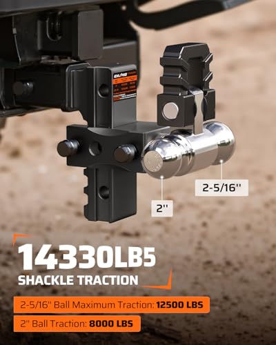 Ehaho Adjustable Trailer Hitch, Drop Hitch 2 Inch Receiver with Shackle 6 Inch Drop/Rise for Truck 12,500 LBS GTW,Weatherproof Double Anti-Theft Locking Hitch Pins - Image 3