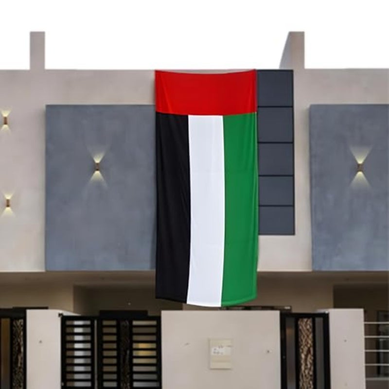 UAE Flag Large for National Day 5 M x 1.5 M Premium Quality Stitched Polyester Flag for Villa Building Office Flat Outdoor Indoor Use National Day Celebration - Image 1