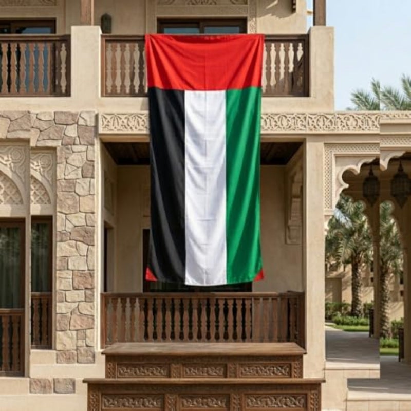 UAE Flag Large for National Day 5 M x 1.5 M Premium Quality Stitched Polyester Flag for Villa Building Office Flat Outdoor Indoor Use National Day Celebration - Image 5