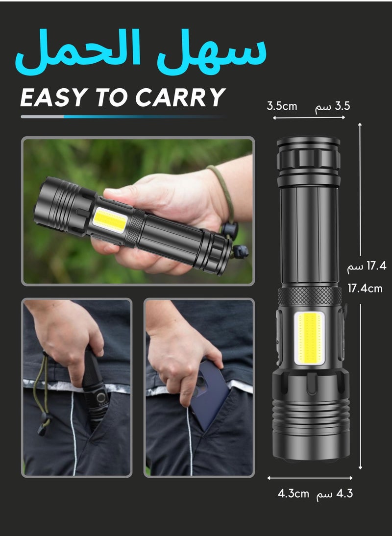 Frostvolt - 2 x Flashlight for Camping | 7 Modes High Lumens Waterproof and Shockproof Torch Light | 1000 Meters Zoomable 30W LED Camping Accessory | 5000mAh Rechargeable Battery for Up to 10-Hour Usage | Emergency Power Bank & Window Breaker - Image 1