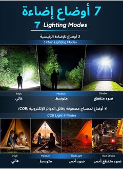 Frostvolt 2 x Flashlight for Camping | 7 Modes High Lumens Waterproof and Shockproof Torch Light | 1000 Meters Zoomable 30W LED Camping Accessory | 5000mAh Rechargeable Battery for Up to 10-Hour Usage | Emergency Power Bank & Window Breaker  - Image 2