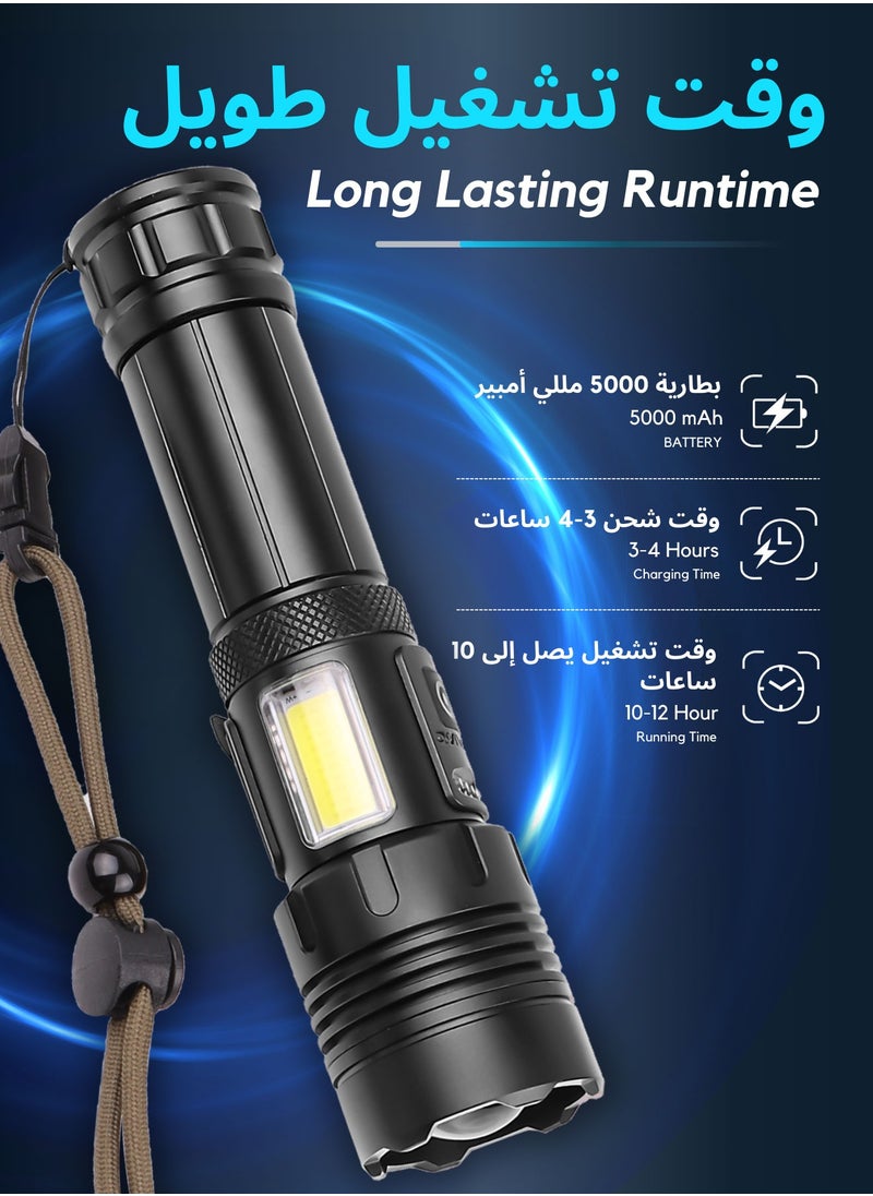 Frostvolt - 2 x Flashlight for Camping | 7 Modes High Lumens Waterproof and Shockproof Torch Light | 1000 Meters Zoomable 30W LED Camping Accessory | 5000mAh Rechargeable Battery for Up to 10-Hour Usage | Emergency Power Bank & Window Breaker - Image 1