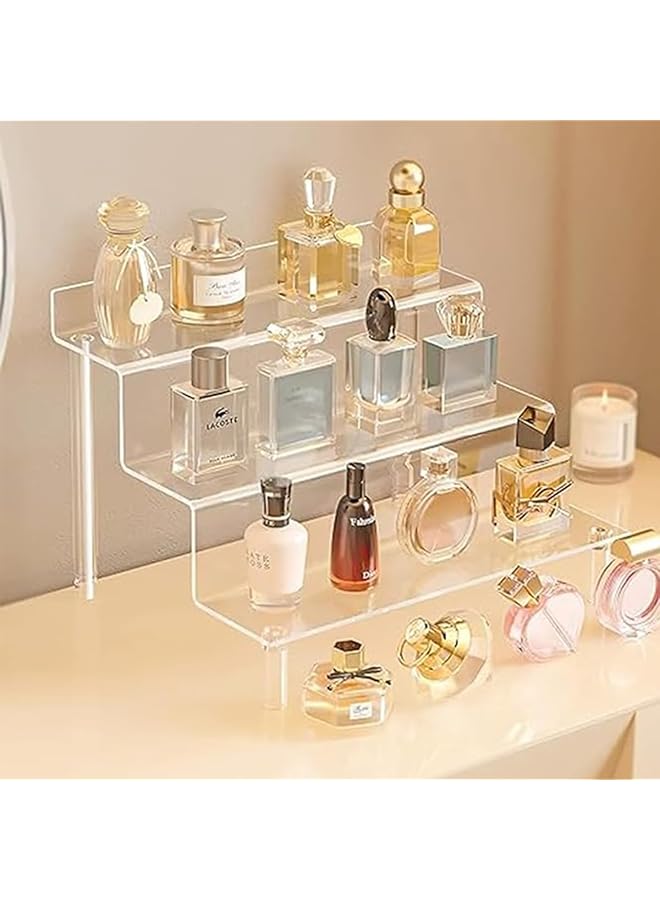 erorex 60 X 8Cm Long 3 Layer Acrylic Risers For Display Shelf Storage For Desserts Toy Figure Cosmetics Glassware Cupcake Stand And Perfume Organizer And Makeup Organizer For Vanity 60 X 8 Cm - Image 5