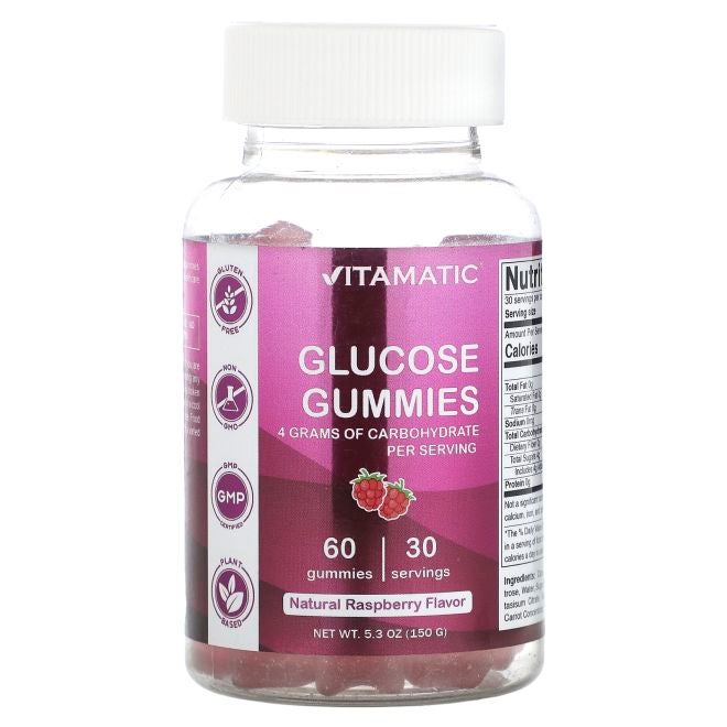 Vitamatic Glucose Gummies Natural Raspberry 60 Gummies - Image 1