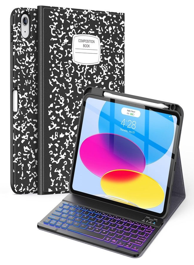 Supveco جراب لوحة مفاتيح Supveco لجهاز iPad من الجيل العاشر مقاس 10.9 بوصة مع حامل قلم - [زوايا عرض متعددة]، غطاء لوحة مفاتيح لاسلكي قابل للفصل بإضاءة خلفية بـ 7 ألوان لجهاز iPad من الجيل العاشر 2022 - كمبيوتر محمول - Image 1